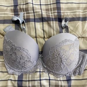 ET | TU Gray Underwire Padded Lace Bra Size 38B